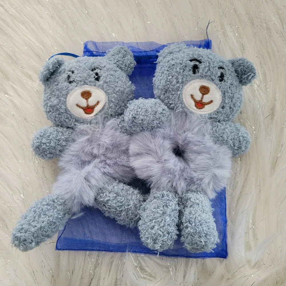 Set of 2 Plush Bear Scrunchies